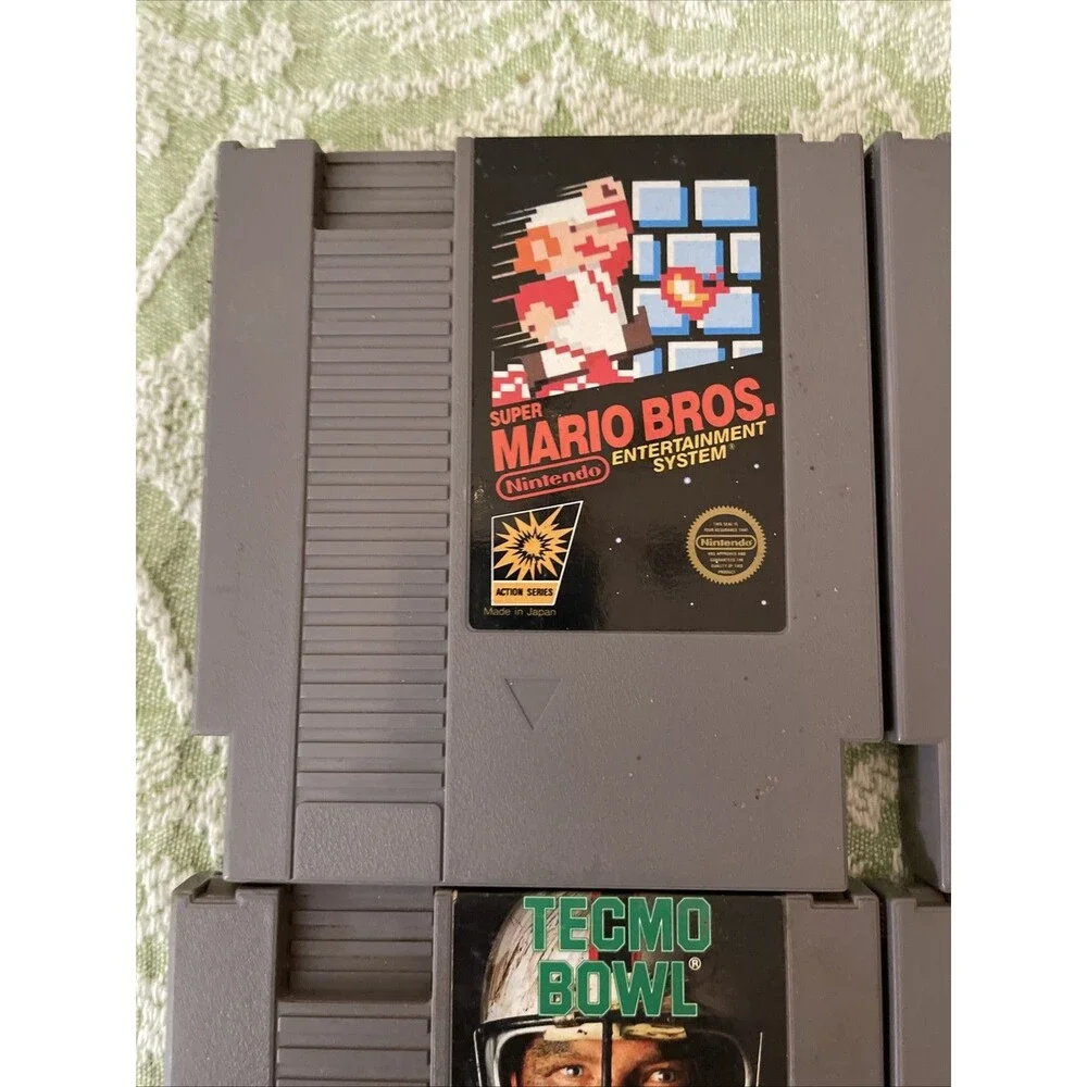 Nintendo NES Game Lot of 4 Pcs Mario Bros. PAC-MAN Tecmo Bowl Double Dribble